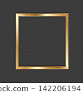 Square Shiny Gold Photo Frame Vector 142206194