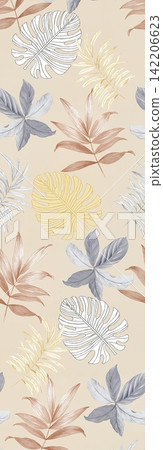 Collection of elegant soft neutral floral botanical seamless pattern swatches 142206623