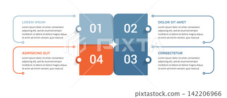 Four Steps Grid Workflow Infographic Template Four Steps Grid Workflow Infographic Template 142206966
