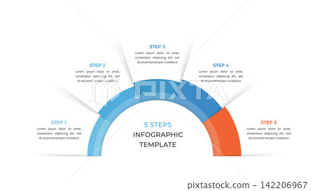 Semicircular Five Step Process Infographic Template Semicircular Five Step Process Infographic Template 142206967
