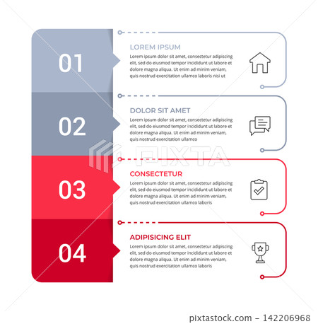 Vertical Four Step Process Infographic Template with Icons Vertical Four Step Process Infographic Template with Icons 142206968
