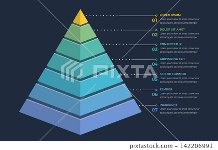 Seven Layered Isometric Pyramid Infographic Template Seven Layered Isometric Pyramid Infographic Template 142206991