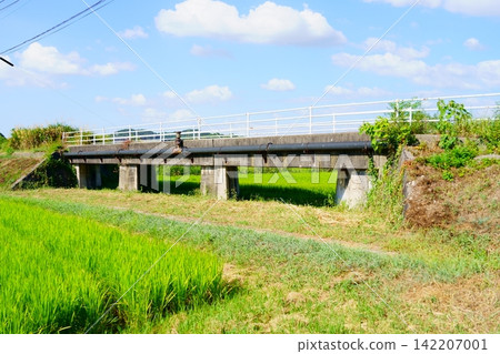 【荒尾市立電鐵遺跡】橫跨原浦川河的竹下橋 【荒尾市立電鐵遺跡】橫跨原浦川河的竹下橋 142207001