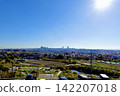 A view of the Osaka Plain from across the parking lot of the Minoh City First General Sports Park Sky Arena, Minoh City, Osaka Prefecture. 142207018