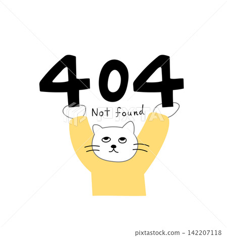 A cat character without outlines holding a 404 error sign. A cat character without outlines holding a 404 error sign. 142207118