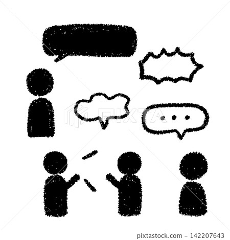 Hand-drawn silhouette illustrations of people arguing or conversing. Hand-drawn silhouette illustrations of people arguing or conversing. 142207643