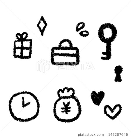 A set of simple and cute hand-drawn icons. A set of simple and cute hand-drawn icons. 142207646
