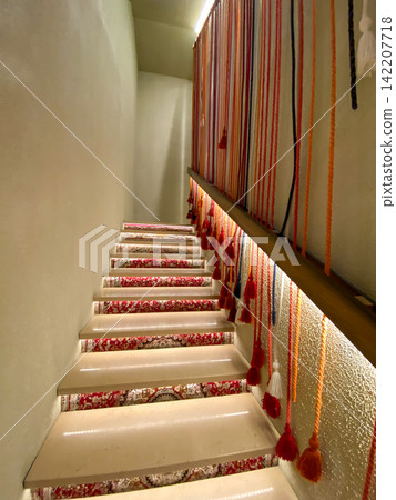Decorative Staircase With Colorful Tassels Decorative Staircase With Colorful Tassels 142207718