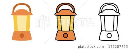 LED Lantern Disaster Preparedness Goods Illustration Icon (3 types) (Cute and Casual Vector) 142207733