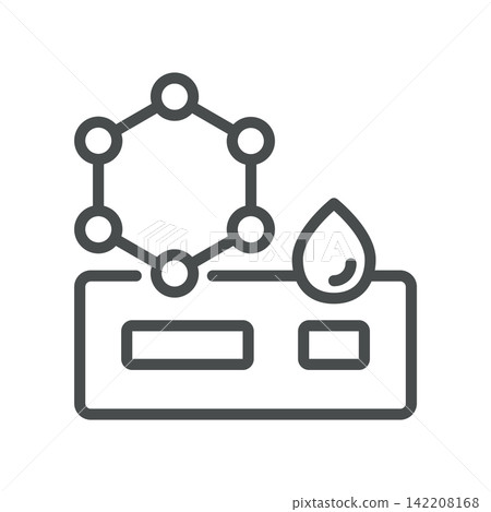 Hormone Test Kit icon. Home test cassette, sample drop and hormone molecule. Simple thin line outline vector illustration. 142208168