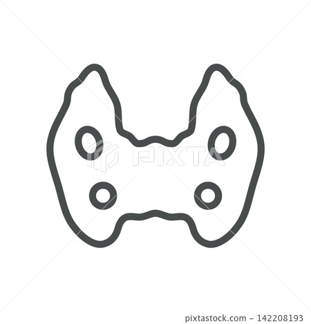 Parathyroid Glands icon. Thyroid outline with four glands for calcium control. Simple thin line outline vector illustration. Parathyroid Glands icon. Thyroid outline with four glands for calcium control. Simple thin line outline vector illustration. 142208193