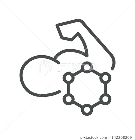 Testosterone Therapy icon. Flexed arm with hormone molecule. Simple thin line outline vector illustration. 142208209