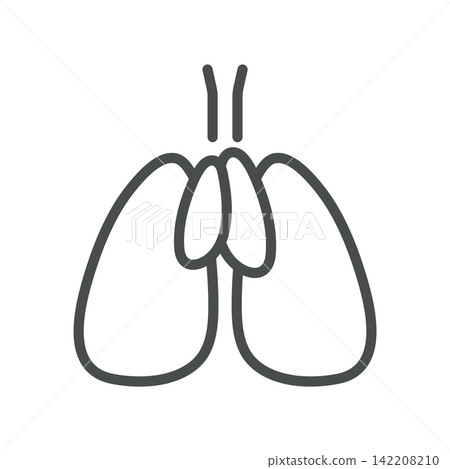 Thymus Gland icon. Thymus between the lungs in human chest. Simple thin line outline vector illustration. Thymus Gland icon. Thymus between the lungs in human chest. Simple thin line outline vector illustration. 142208210