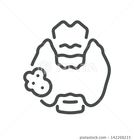 Thyroid Nodule icon. Neck and thyroid gland with a lump. Simple thin line outline vector illustration. 142208215