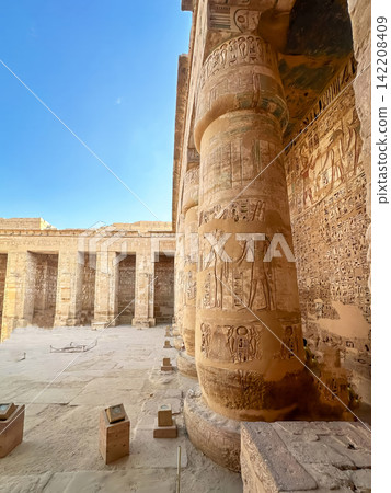 Medinet Habu, the mortuary temple of Ramesses III, located on the west bank of Luxor, Egypt. Medinet Habu, the mortuary temple of Ramesses III, located on the west bank of Luxor, Egypt. 142208409