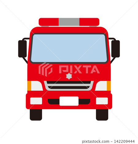 Illustration of the front of a fire truck Illustration of the front of a fire truck 142209444