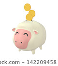 Zodiac animal illustration: Sheep piggy bank and coins, smiling face (1_3) 142209458