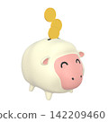 Zodiac animal illustration: Sheep piggy bank and coins, smiling face (1_5) 142209460