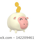Zodiac animal illustration: Sheep piggy bank and coins, smiling face (1_6) 142209461