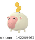 Zodiac animal illustration: Sheep piggy bank and coins, smiling face (1_8) 142209463