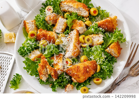 cheese panko breaded sliced meat cutlet salad cheese panko breaded sliced meat cutlet salad 142209998