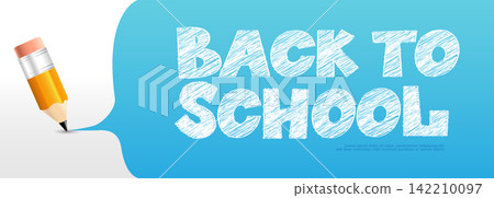 Back to school concept pencil writing on white with speech bubble 0001 Back to school concept pencil writing on white with speech bubble 0001 142210097
