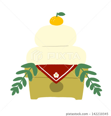 Illustration of a simple kagami mochi Illustration of a simple kagami mochi 142210345