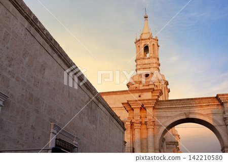 Historic Colonial Church Bell Tower at Sunset Historic Colonial Church Bell Tower at Sunset 142210580