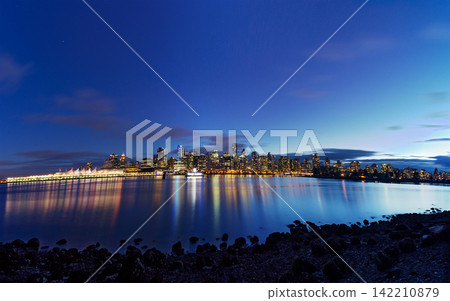 Vancouver Skyline at Blue Hour with Waterfront Reflections Vancouver Skyline at Blue Hour with Waterfront Reflections 142210879