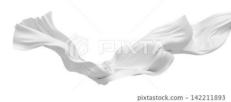 White fabric flowing in the wind isolated white background 3D render White fabric flowing in the wind isolated white background 3D render 142211893