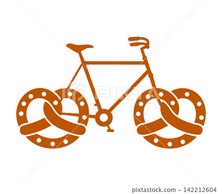 Oktoberfest bicycle with pretzel wheels conceptual illustration Oktoberfest bicycle with pretzel wheels conceptual illustration 142212604