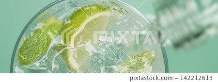 Sparkling mojito banner transparent ice lime Sparkling mojito banner transparent ice lime 142212613