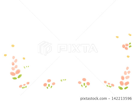 Cute watercolor pink flower frame Cute watercolor pink flower frame 142213596