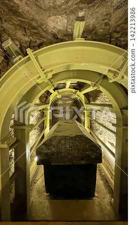 Catacombs and sarcophagi for the burial of mummies of sacred Apis bulls in the ancient Serapeum complex at Saqqara, Egypt. Catacombs and sarcophagi for the burial of mummies of sacred Apis bulls in the ancient Serapeum complex at Saqqara, Egypt. 142213986