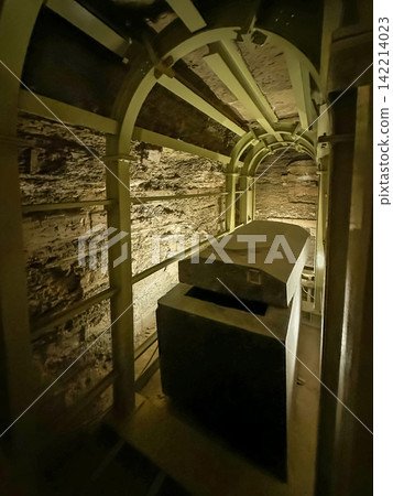 Catacombs and sarcophagi for the burial of mummies of sacred Apis bulls in the ancient Serapeum complex at Saqqara, Egypt. Catacombs and sarcophagi for the burial of mummies of sacred Apis bulls in the ancient Serapeum complex at Saqqara, Egypt. 142214023