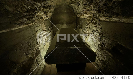 Catacombs and sarcophagi for the burial of mummies of sacred Apis bulls in the ancient Serapeum complex at Saqqara, Egypt. Catacombs and sarcophagi for the burial of mummies of sacred Apis bulls in the ancient Serapeum complex at Saqqara, Egypt. 142214138