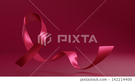 Burgundy Ribbon. Multiple Myeloma Awareness. Horizontal Web Banner, Design template for posters, banners and social networks, infographic. 3d render	 142214400