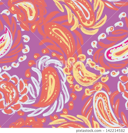 Colourful Paisley abstract seamless pattern design for fashion textiles, graphics, backgrounds and crafts Colourful Paisley abstract seamless pattern design for fashion textiles, graphics, backgrounds and crafts 142214582