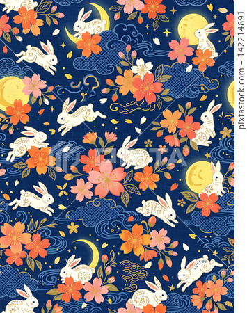 seamless pattern with stylized flowers 142214891