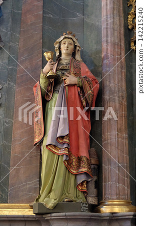 Saint Barbara statue at the altar in the church of Saint Catherine of Alexandria in Krapina, Croatia Saint Barbara statue at the altar in the church of Saint Catherine of Alexandria in Krapina, Croatia 142215240
