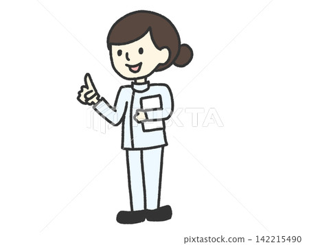 Illustration of a nurse giving an explanation. 142215490
