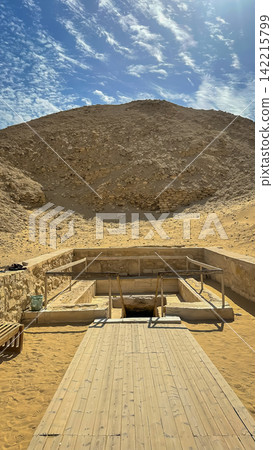 The Pyramid of Teti, a smooth pyramid located in the ancient complex at Saqqara, Egypt. 142215799