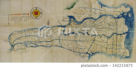 An old map from the Edo period, 1805 (Bunka 2): Kasai-suji Goba Ezu (Map of the falconry grounds in present-day Edogawa and Katsushika wards). 142215873