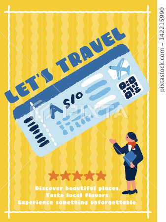 「讓我們去旅行」登機證和機組人員旅行海報插圖 「讓我們去旅行」登機證和機組人員旅行海報插圖 142215990