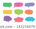 Colorful speech bubble icon set to communication geometric graphic element. 142216070