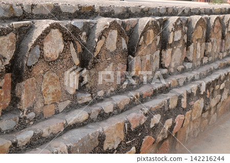 Stone wall of Isa Khan's Tomb. Humayun's Tomb complex, Delhi, India Stone wall of Isa Khan's Tomb. Humayun's Tomb complex, Delhi, India 142216244
