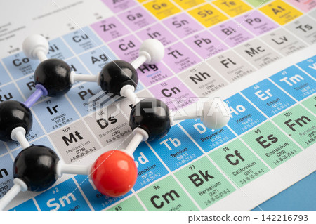 Molecules chemical on a periodic table background. Molecules chemical on a periodic table background. 142216793