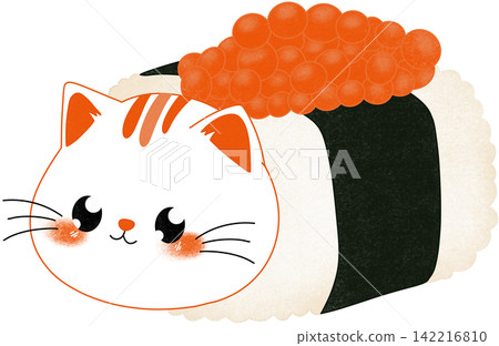 cat sushi with salmon roe cat sushi with salmon roe 142216810