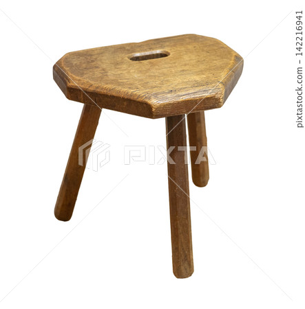 Rustic wooden stool vintage furniture with three legs Rustic wooden stool vintage furniture with three legs 142216941
