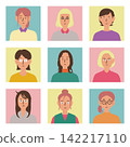 The upper bodies of nine young women 142217110